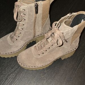Vince Camuto Taupe Suede Combat Boots